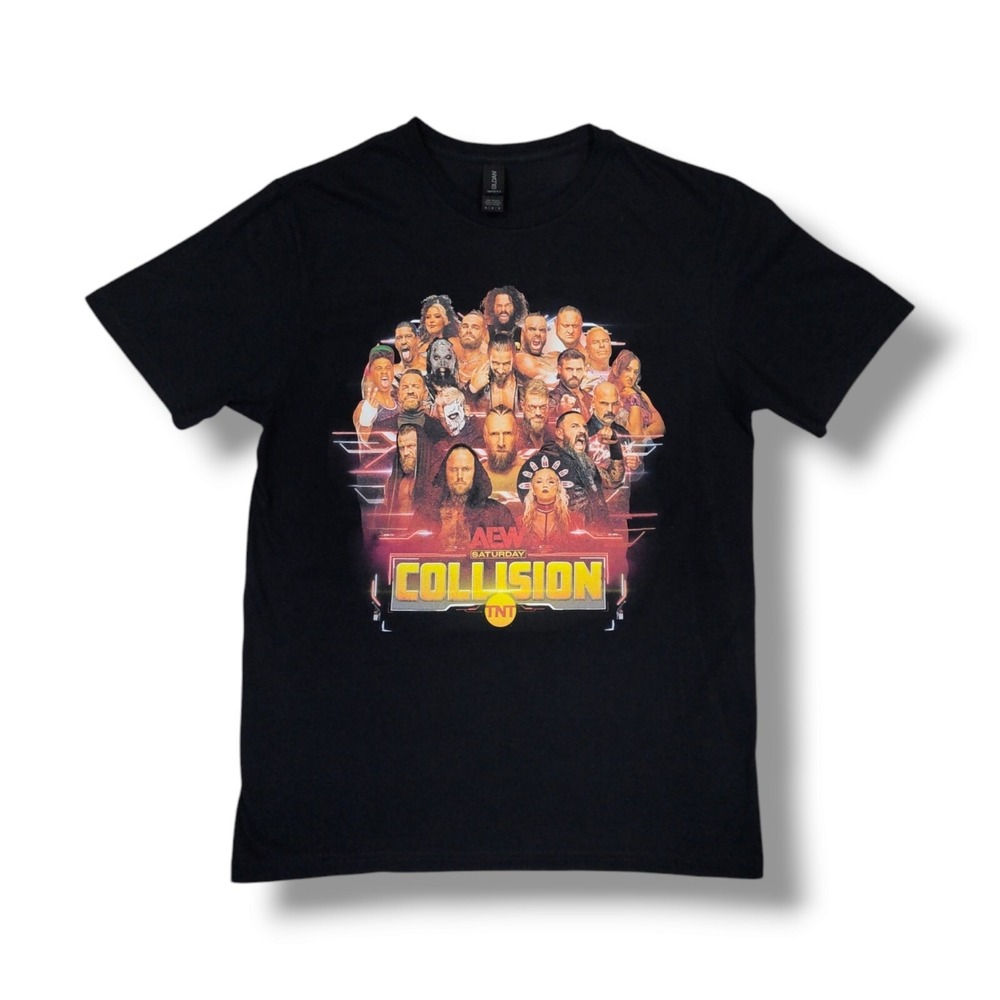AEW Saturday Collision TNT Black Gildan T-Shirt Wrestling Size Medium